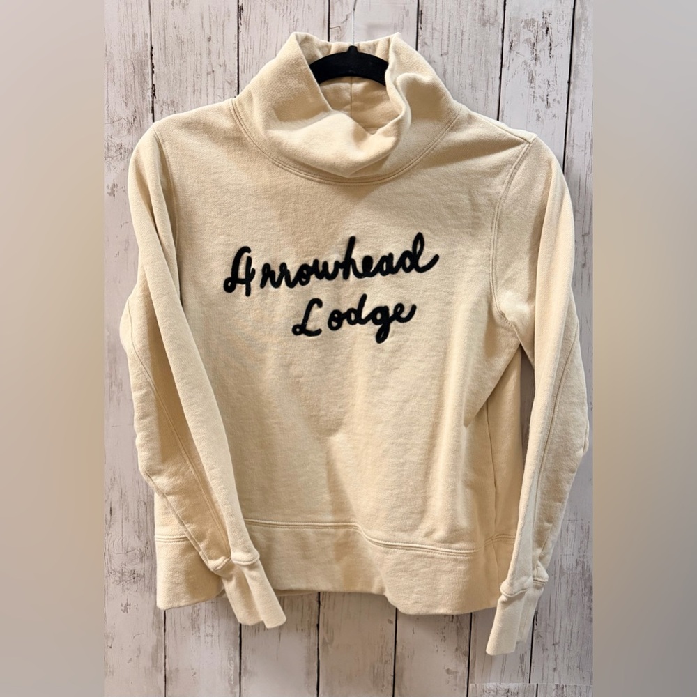 Madewell Cream Cowl Neck Sweater with Black Text